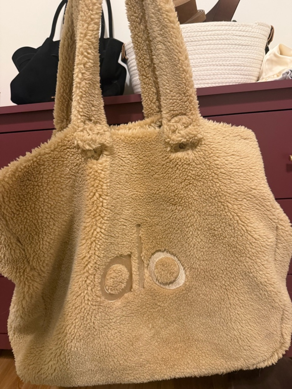 Teddy Sherpa Tote Bag - Camel